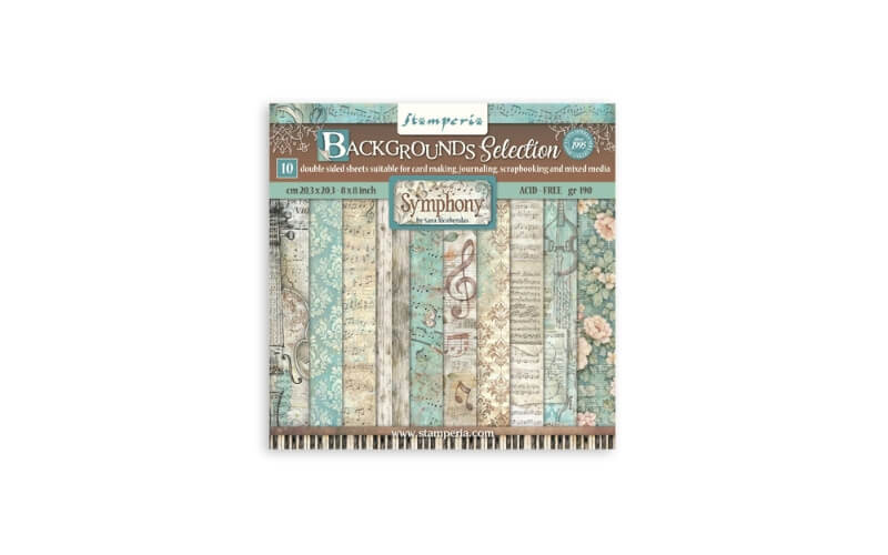 Plakboekpapier 20x20 Symphony Achtergronden Stamperia