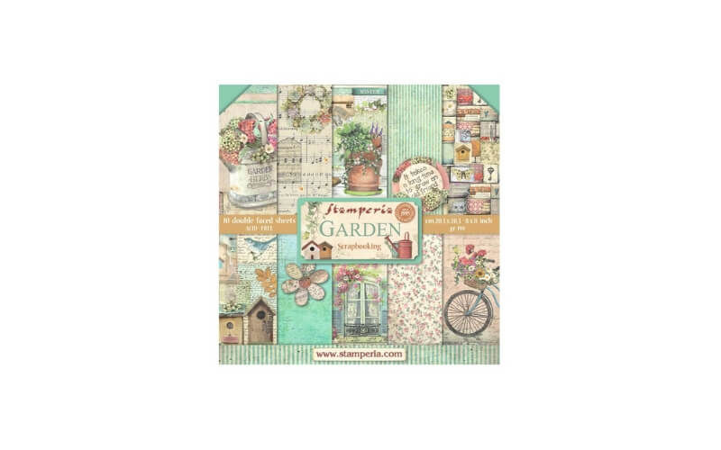 Plakboekpapier 20x20 Tuin Stamperia