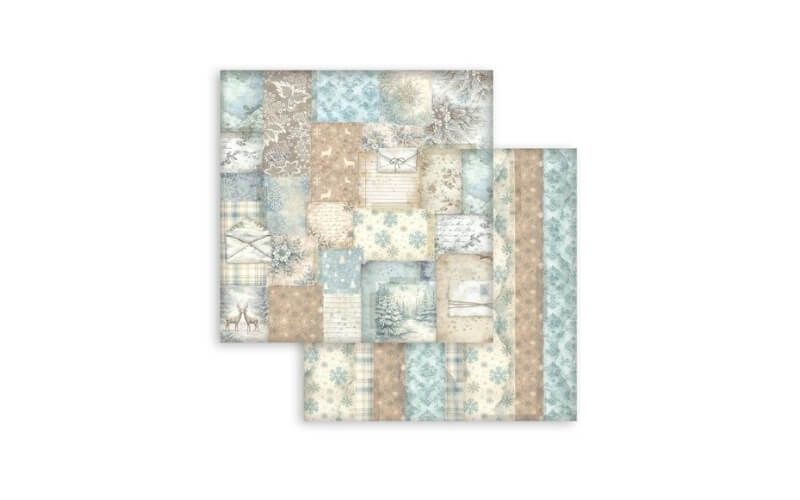 Plakboekpapier 20x20 White Christmas Achtergronden Stamperia