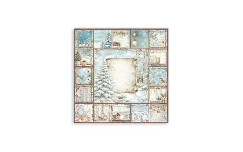 Plakboekpapier 20x20 White Christmas Enkelzijdig Stamperia