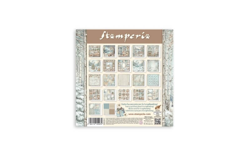 Plakboekpapier 20x20 White Christmas Enkelzijdig Stamperia