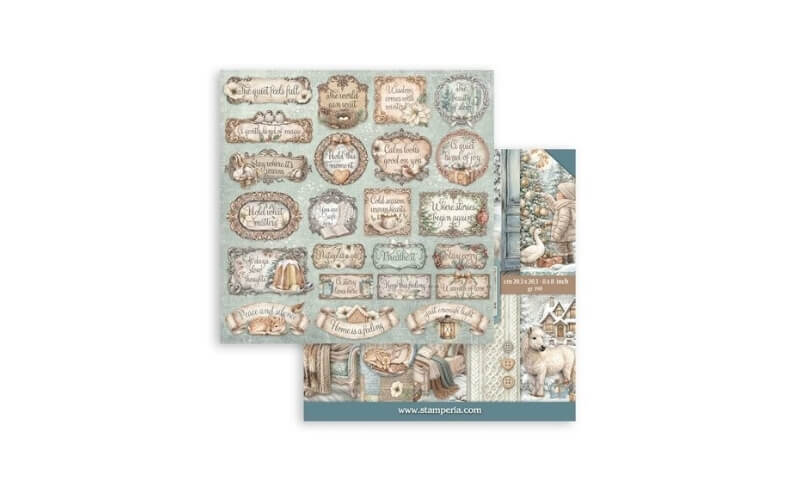 Plakboekpapier 20x20 White Christmas Stamperia