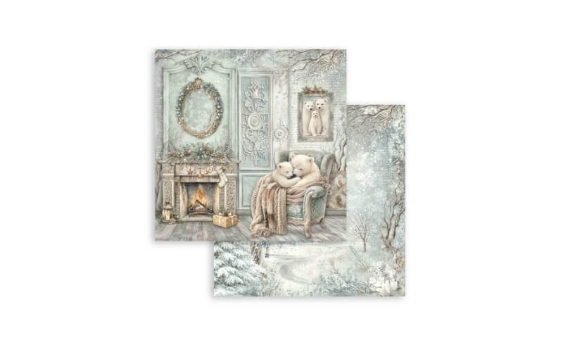 Plakboekpapier 20x20 White Christmas Stamperia