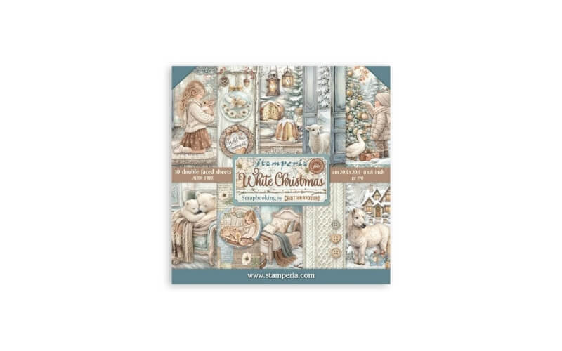 Plakboekpapier 20x20 White Christmas Stamperia