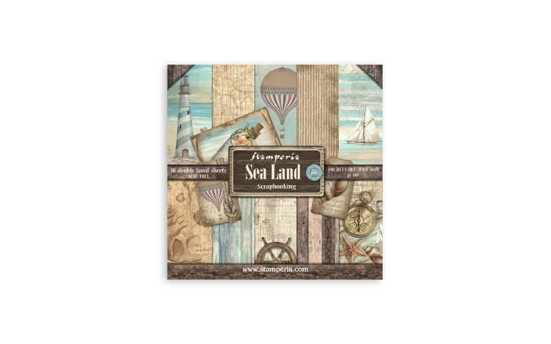 Plakboekpapier 20x20 Zee Land Stamperia