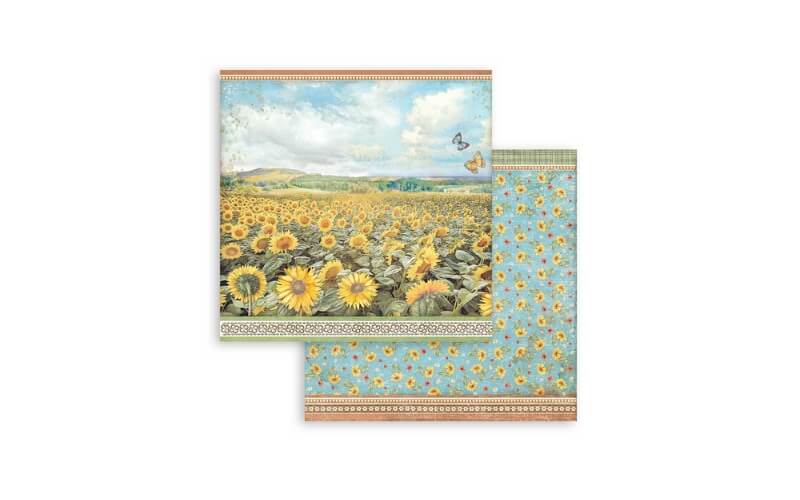 Plakboekpapier 20x20 Zonnebloem Kunst Stamperia