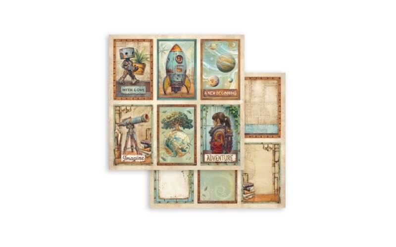 Plakboekpapier 30x30 A New Beginning 6 Kaarten Stamperia