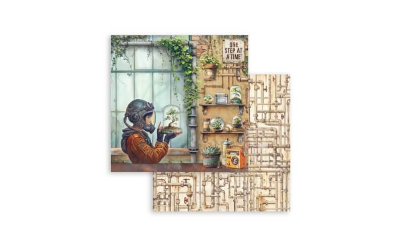 Plakboekpapier 30x30 A New Beginning Terrarium Stamperia