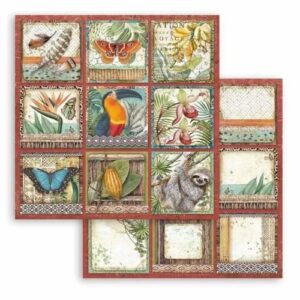 Plakboekpapier 30x30 Amazone Vierkanten Tags Stamperia