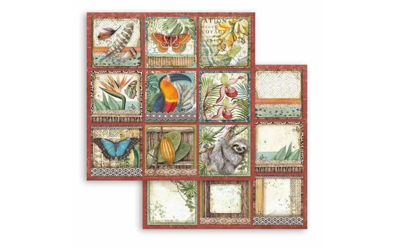 Plakboekpapier 30x30 Amazone Vierkanten Tags Stamperia