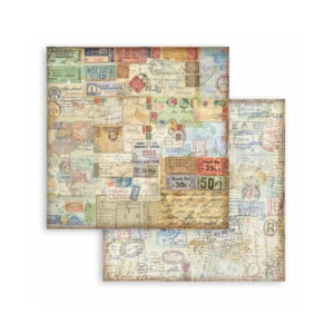 Plakboekpapier 30x30 Art of Travelling tickets Stamperia