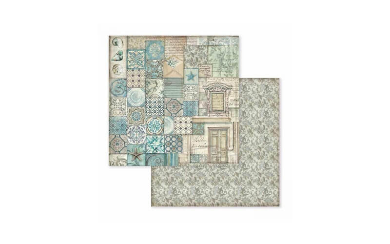 Plakboekpapier 30x30 Azulejo Patchwork Stamperia