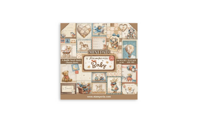 Plakboekpapier 30x30 Baby Mini Pad Stamperia