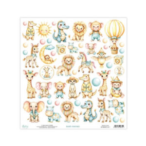 Plakboekpapier 30x30 Baby Safari Mintay