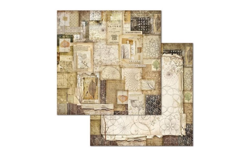 Plakboekpapier 30x30 Bos Natuur Patchwork Stamperia