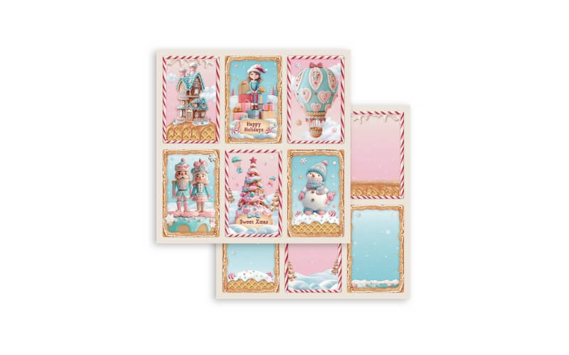 Plakboekpapier 30x30 Candy Christmas 6 Kaarten Stamperia
