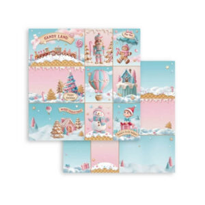 Plakboekpapier 30x30 Candy Christmas 9 Kaarten Stamperia