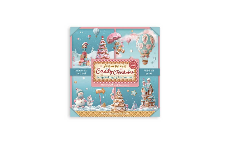 Plakboekpapier 30x30 Candy Christmas Enkelzijdig Stamperia