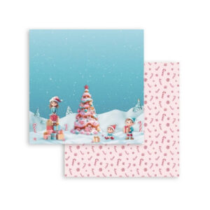 Plakboekpapier 30x30 Candy Christmas Kerstboom Stamperia