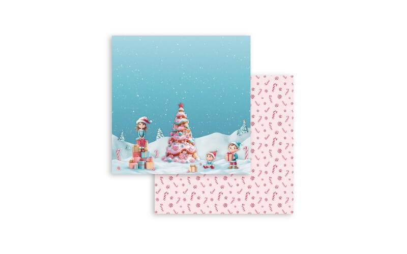 Plakboekpapier 30x30 Candy Christmas Kerstboom Stamperia