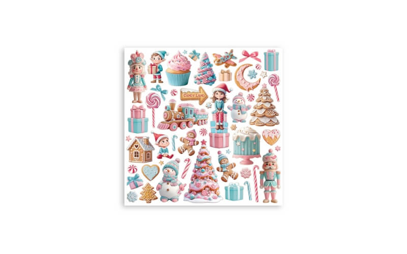 Plakboekpapier 30x30 Candy Christmas Stamperia