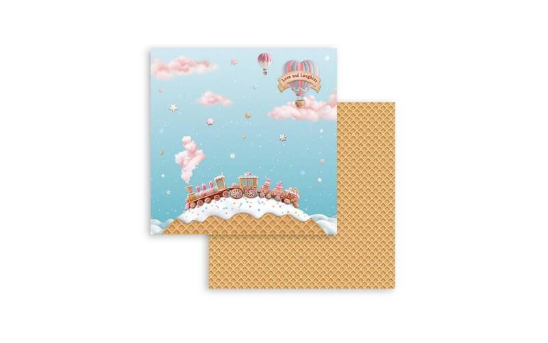 Plakboekpapier 30x30 Candy Christmas Trein Stamperia