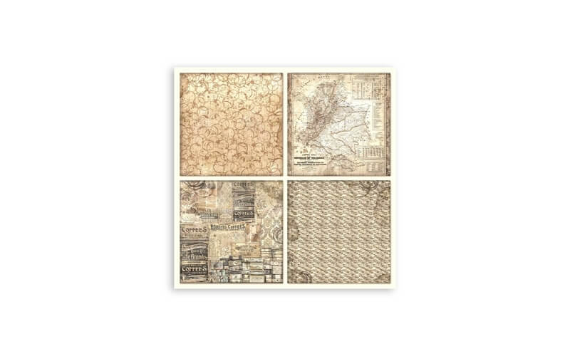 Plakboekpapier 30x30 Coffee and Chocolate Enkelzijdig Stamperia