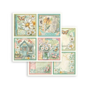 Plakboekpapier 30x30 Daisy Art 4 Cards Stamperia