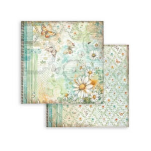 Plakboekpapier 30x30 Daisy Art Butterfly and Daisy Stamperia