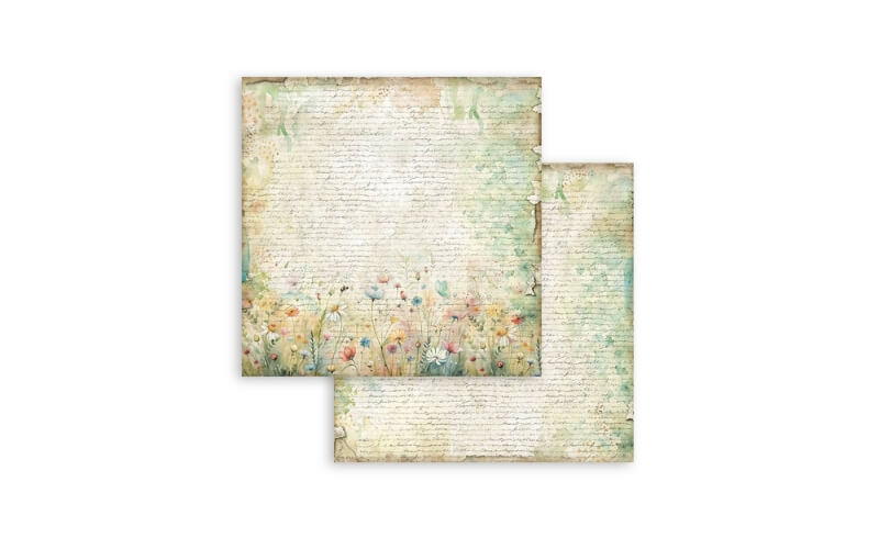 Plakboekpapier 30x30 Daisy Art Flowers Stamperia
