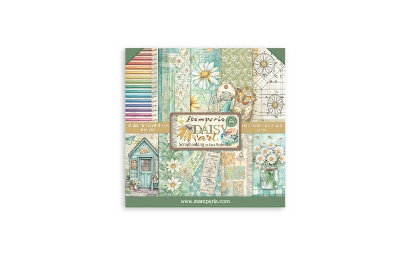 Plakboekpapier 30x30 Daisy Art Stamperia
