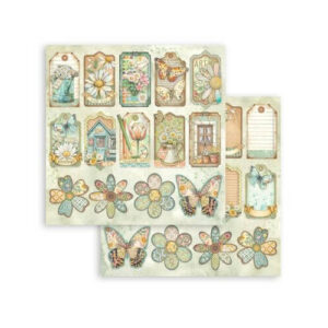 Plakboekpapier 30x30 Daisy Art Tags Stamperia