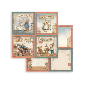Plakboekpapier 30x30 Family 4 Cards Stamperia