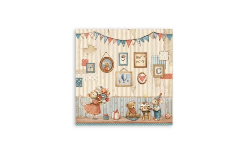 Plakboekpapier 30x30 Family Enkelzijdig Stamperia