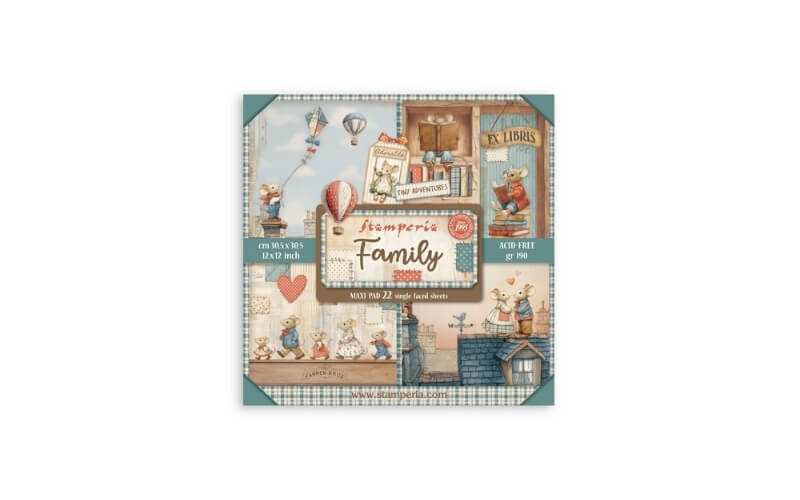 Plakboekpapier 30x30 Family Enkelzijdig Stamperia
