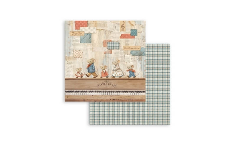 Plakboekpapier 30x30 Family Piano Stamperia
