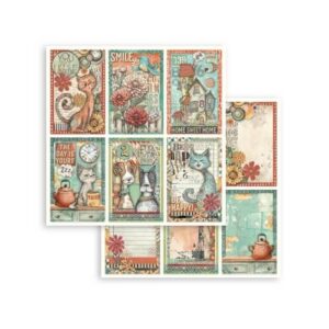 Plakboekpapier 30x30 Furry Friends 6 Kaarten Stamperia