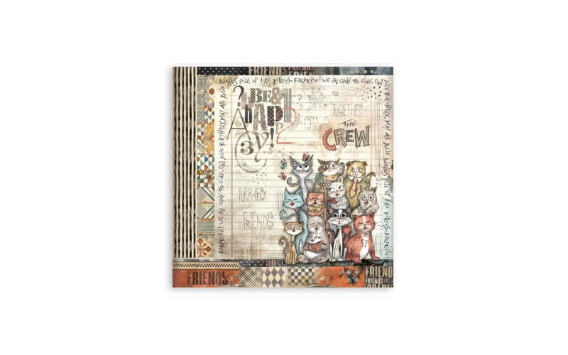 Plakboekpapier 30x30 Furry Friends Enkelzijdig Stamperia