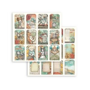 Plakboekpapier 30x30 Furry Friends Tags Stamperia