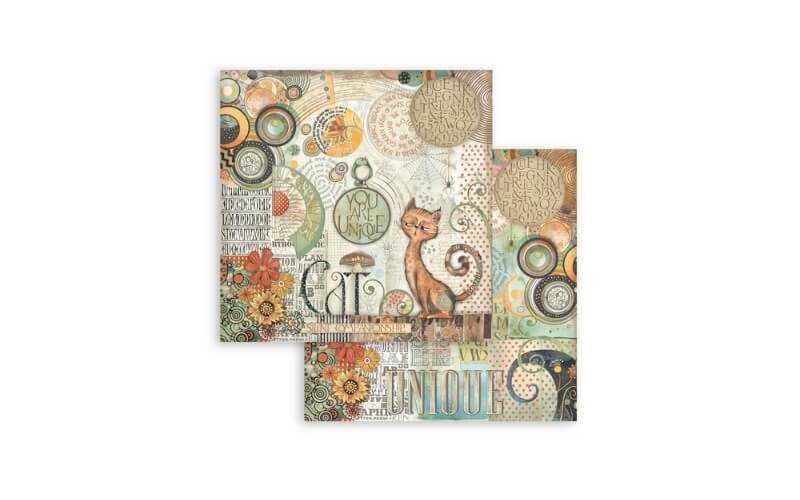 Plakboekpapier 30x30 Furry Friends You are Unique Cat Stamperia