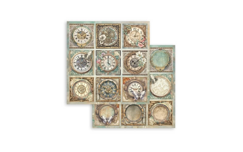 Plakboekpapier 30x30 Gardens of Time 9 Cards Stamperia