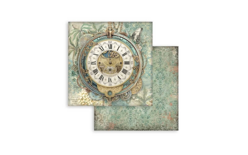 Plakboekpapier 30x30 Gardens of Time Big Clock Stamperia