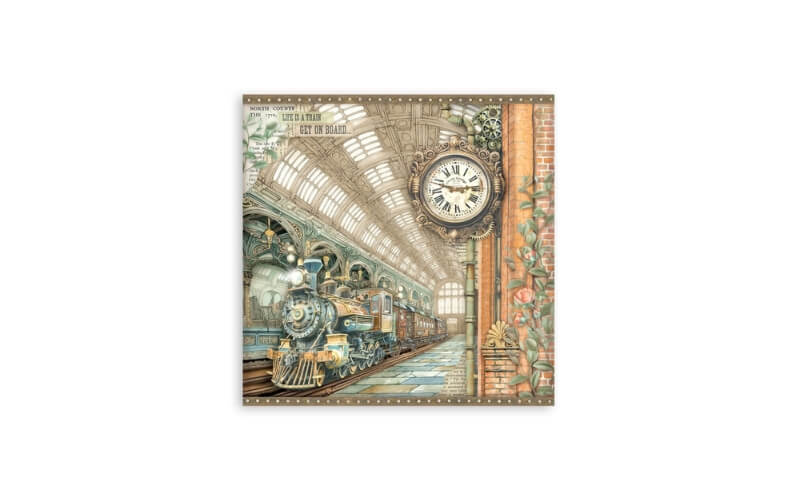 Plakboekpapier 30x30 Gardens of Time Enkelzijdig Stamperia