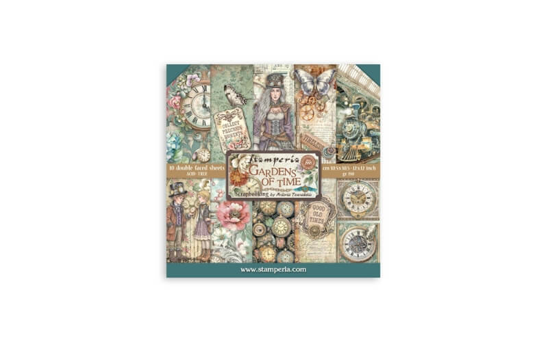 Plakboekpapier 30x30 Gardens of Time Stamperia