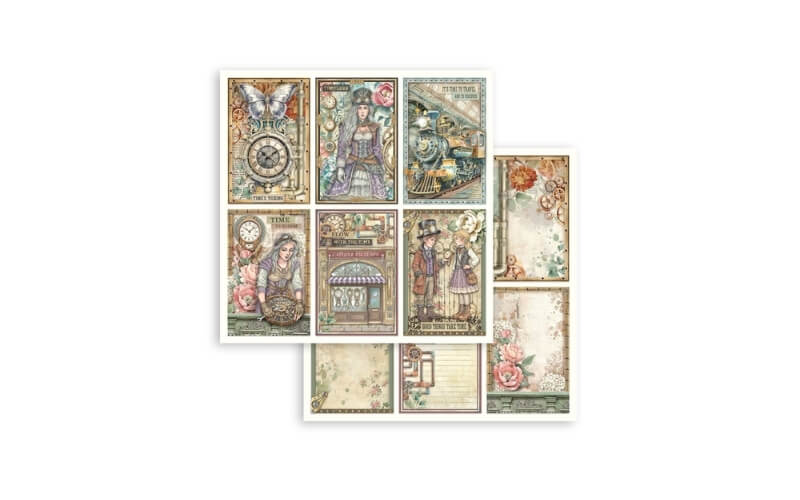 Plakboekpapier 30x30 Gardens of Time6 Cards Stamperia