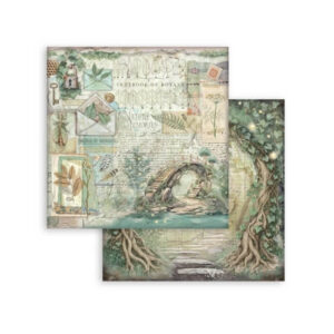 Plakboekpapier 30x30 Herbarium Silvae Brug Stamperia