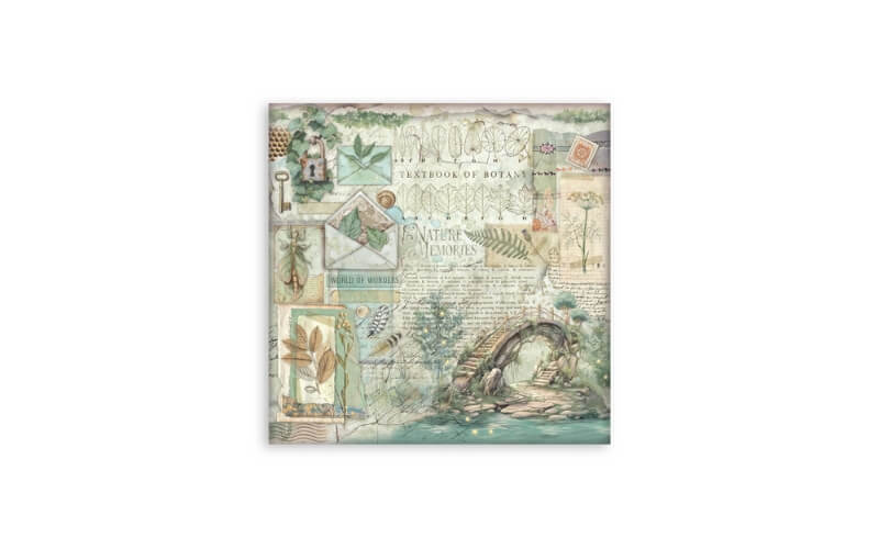 Plakboekpapier 30x30 Herbarium Silvae Eenzijdig Stamperia