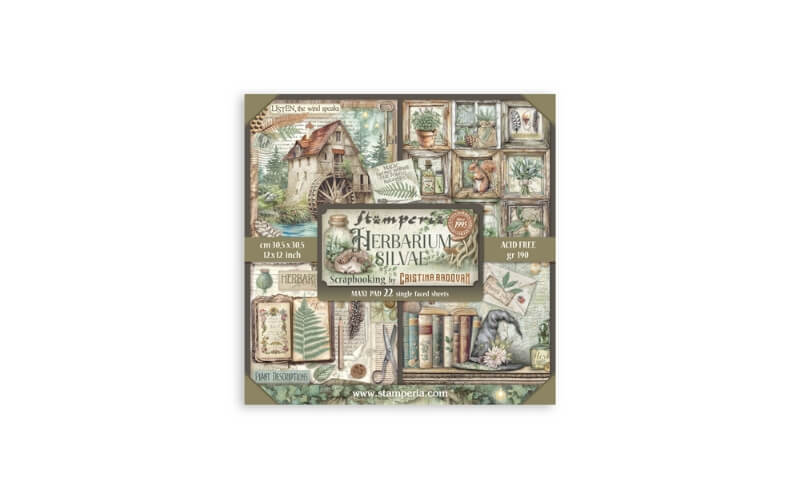 Plakboekpapier 30x30 Herbarium Silvae Eenzijdig Stamperia