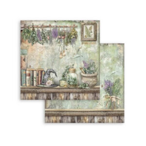 Plakboekpapier 30x30 Herbarium Silvae Lavendel Stamperia