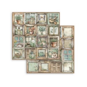 Plakboekpapier 30x30 Herbarium Silvae Lijsten Stamperia